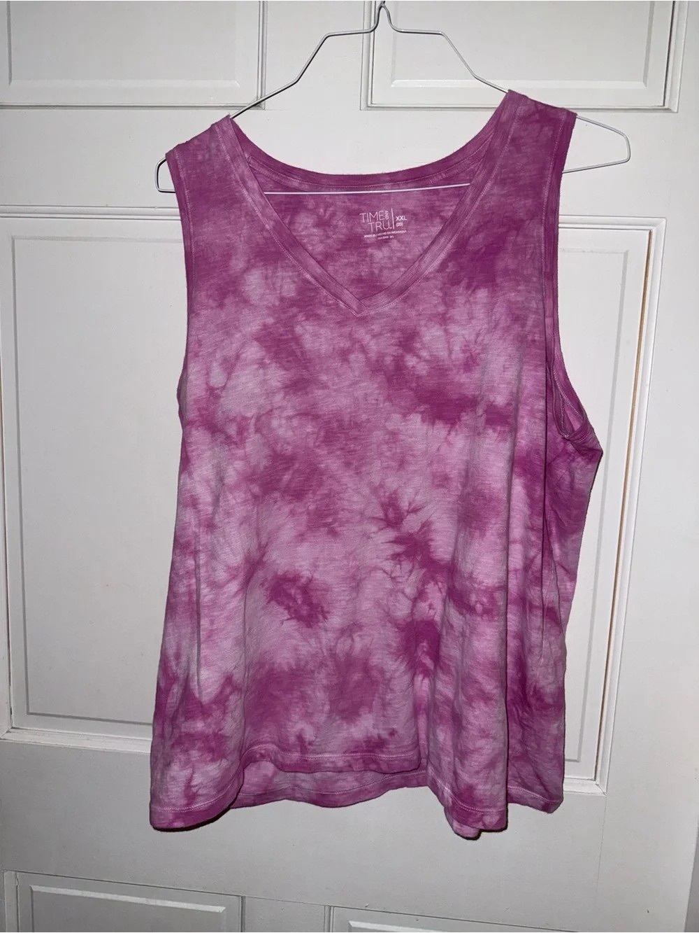 Time and Tru Purple Tie-Dye V-Neck Tank